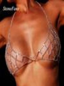 Stonefans Seksi Rhinestone Mesh Vücut Sütyen Zinciri Bikini Koşum Kolye Kadınlar Kristal Bel Göbek Vücut Takı Sevgililer Hediye T24748047