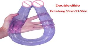 Double Head Dildo Flexible Long Dual Ended Penis -Gelee -Sexspielzeug für Lesbenmasturbator Anal Dildos 2012098861105