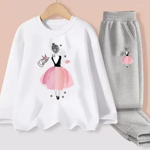 Roupas Conjuntos de roupas AIMI lakana meninas da primavera outono de outono Cartoon Camiseta de manga longa vestidos de algodão crianças moda 2pcs