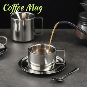 Mugs 304 Stainless Steel Coffee Great Cappuccino Thickened Cups With Spoon And Tray Suitable For Tea Lovers Friend Gift