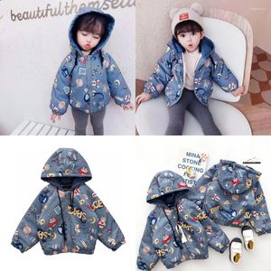 Down Coat Cute Autumn Winter Clothing Children's Thin And Light Cotton Jacket Baby Boys Cartoon Hooded Outwear Casual