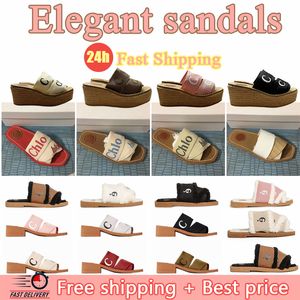 Luxury Sandals Famous Designer Women Slippers Woody Slides Platform Soft Shoes Embroidered Linen High Heel Sandale 2024 summer beach