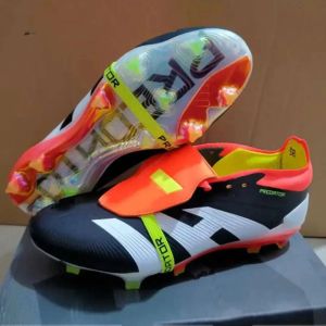 Designer Football Boot Mens Gift Bag Boots Accuracy+ Elite Tongue FG BOOTS Metal Spikes Football Cleats Men LACELESS Soft Leather Pink Soccer Eur36-46