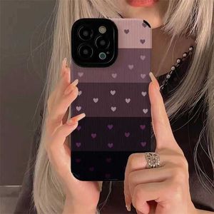 Cell Phone Cases Gradient Little Love Heart Case for iPhone 13 12 15 11 14 Pro Max Mini SE X XS XR 7 8 Plus Silicone Leather Shock Cap J240505