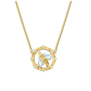 neckless for woman Swarovskis Jewelry Matching Gold Crown Rotating Small Bee Necklace Female Swarovski Element Crystal Clavicle Chain