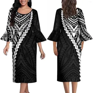 Party Dresses Ladies Maxi Temperament Dress Custom Polynesian Vintage Tribal Ethnic Style Print Summer Long-Sleeved