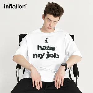 Camisetas masculinas inflação de verão camisetas de algodão unissex 