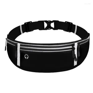 Outdoor Bags Slim Running Belt Waterproof Workout Bag Secure Mens Black Reflective Strip Earphone Hole Design