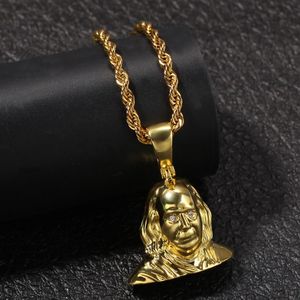 Nowy projektant 18K Gold White Gold CZ Hip Hop Prezydent Prezydent Portret Portret Sain Naszyjnik dla mężczyzn Personalizowany Hiphop Żyd4082861