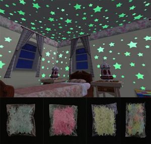 500pcs 3D Sterne leuchten in den dunklen Wandklebern leuchtende fluoreszierende Wandaufkleber für Kinder Babyzimmer Schlafzimmer Decken Dekor DA6168121
