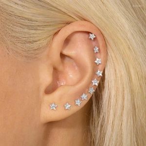 Orecchini per borchie Tiny Stars for Women Trend 2024 Zircone White Gold Color Tragus Piercing Oreen Accessori cartilagine Gioielli E372