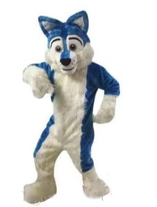 Halloween Blue Husky Dog Mascot Costume Birthday Party Anime tema Fancy Dress Costume Anpassning Teckendräkt kostym