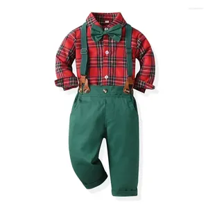 Set di abbigliamento per bambini abiti natalizi per bambini ragazzi ragazzi da gentiluomo costume da bowtie camicia per camicia per cime dei pantaloni vestiti per vestirsi