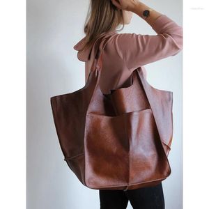 Axelväskor kvinnors stora pu läder satchel handväska arbete tote handväska mjuk crossbody överdimensionerad väska kvinnlig bolsa feminina säck