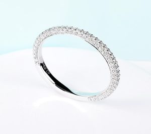 Mossan Stone Ring Women039S 18K Белого золотого ряда с Micro Diamond Three Row of Diamond Full Diamond Wedding Ring6956861