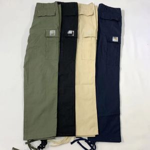 Mens Pants North Cool Fashion American High Street Brand Pure Cotton Five Point Check Multi Pocket Overalls Loose Cargo Shorts Cargo Pants Mens carhartte pants