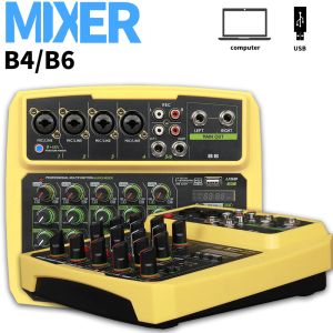 Kit B6 6 Channel Sound Mixer Outdoor Conference Audio Mixer USB Bluetooth Reverberation Audio Instrument Prozessor Live Sound Card Car Car