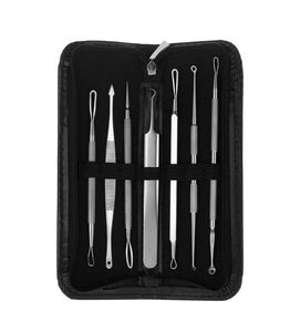 Yüz Cilt Bakımı 7pcs Yüz Siyah Kafası Çıkartma Aracı Kiti Çift Organ Comedone Acne Needle Clip Sivimsiz Cımbızlı Blemish Extractor Set9198334