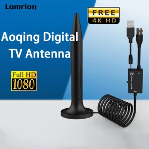 Alıcılar Amplifiye HD Dijital TV Anteni 300 mil uzunluğunda Resepsiyon Kapalı HDTV Anten Amplifikatör Desteği 4K 1080P VHF UHF TV
