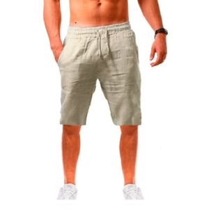 Męskie bawełniane szorty lniane męskie letnie oddychanie stałych kolorów lniane spodnie fitness street garnitur s-3xl 240430