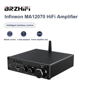 Amplifier Brzhifi Audio C70 Infineon MA12070デジタル増幅器Bluetooth U Disk Low Distortion 80W*2 Hifi Power AmpはTPA3116をはるかに超えています