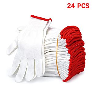 Eldiven pamuk iş eldivenleri örgü hafif iş güvenlik eldivenleri elastik güvenlik iş eldivenleri inşaat ve bakım araçları için eldivenler