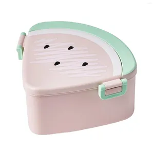 Dinnerware Lunch Box Microwave Safe 3 Compartments Fruits Bento For School Work