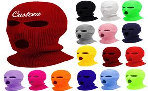 Personalize o gorro balaclava máscara hat womne homens de inverno mascarado chapéu de ciclismo com bordas de bordados nomes de texto Skullies LJ2012259544158