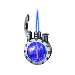 Luce a LED in metallo retrò Butane trasparente Visibile senza accendino alla fiamma blu a gas a gas