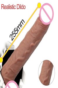 Pelle silicone Sentenza lunga Penis anale Penis Fallus realistico grande masturbatore femmina di aspirazione Dick per donna Q05086288087