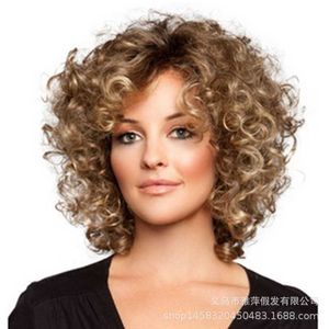 New style small curly hair high-temperature silk fashionable womens short curly hair wig