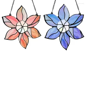 Decorative Figurines Stained Glass Window Hanging Double Layered Flowers Suncatchers For Windows Durable