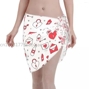 Seksowne kobiety miłosne wzór perspektywy Kaftan Sarong Swimsuit Spódnica Bikini Coń w Panie
