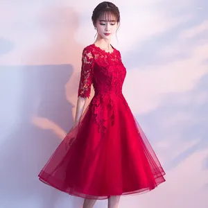 Roupas étnicas outono 2024 elegante e elegante renda de noiva de noiva fina de renda vermelha vestido de noiva