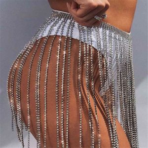 Sexy Luxury Bling Rhinestone Belts Long Tassel Fringe Belt Gold Crystal Chain Wedding Bridal Belt Strap For Women Belt Accessory 210326 239r