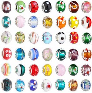 2015 New Glass Beads Charms Pretty European Murano Glass Biagi大きな大きな穴Rroll Beads for Charm braceletsnecklace mix col7395756