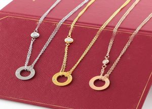 2019 LOVE Circle Pendant Rose Gold Silver Color Necklace for Women Vintage Collar Costume Jewelry with original box set1917131