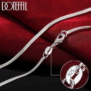 Pendant Necklaces DOTEFFIL 925 sterling silver 16/18/20/22/24/26/28/30 inch 2mm flat snake chain necklace suitable for women and mens fashionable Q240430