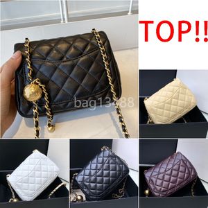 mini klapka designerka torba na ramię Wysokiej jakości kobieta Pearl Crush Tourse Crossbody Bag łańcuch jambskina skórzana czarna pikowana torebka torebka małe sprzęgło hobo