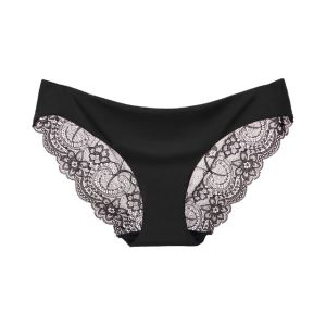 Calcinha feminina calcinha moda de renda feminina mulher y resumos de cor sólida invisível lingerie íntima feminina feminina respirável sem costura Drop del otlvn