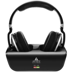 Cuffie Wireless TV wireless, artista adh300 a 2,4 GHz Cuffie stereo per temi per trasmettitore a distanza da 100 piedi Dock di ricarica a distanza