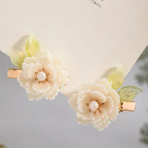 Hair Clips Chinese Flower Hairpin Hanfu For Women Pearl Barrettes Girls Vintage Wedding Accessories