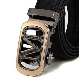 Men Leather belts Top Grade luxury belts M Buckle Casual fashion design Men Accessories belts free shipping 272K