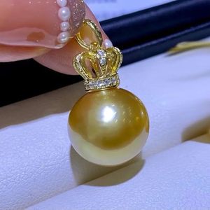 Gorgeous AAAAA 16mm Round South Sea Gold Shell Pearl Pendant Necklace 18 925sFine Jewelry Gifts 240424