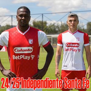 24 25 Indepentiente Santa Fe Futbol Forması Hugo Rodallega Hayranları Versiyonu Daniel Moreno Dani Torres 2024 2025 Ev Kırmızı Erkek Boyut S-2XL Futbol Gömlekleri