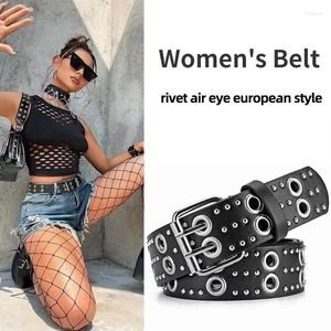 Gürtel Rivet Eye Pu Belt für Frauen Y2K -Stil Mode vielseitige dekorative Jeans hohl Gothic Metal Clothing Accessoires