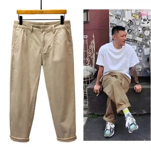 Yu Wenle Trendy Marke Hosen Herren Mode Vintage Cargo gewaschene Baumwollpantalon Baggy Loose gerade Hohose für Männer 240417