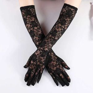 Sleevelet Arm Sleeves Summer elegant womens long-distance driving gloves white black sunscreen sexy UV resistant elastic lace mesh warm arm Q240430