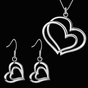 Jóias de casamento Jewelrytop 925 Silver Fine Romantic Heart Brincos de pântano Conjunto para Mulheres Fashion Party Wedding Girl Couples Gift H240504