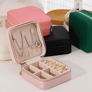 Bolsas de joias Travel Mini caixa de armazenamento portátil Colar de colar de rumo Brincos de zíper caixas de exibição de jóias